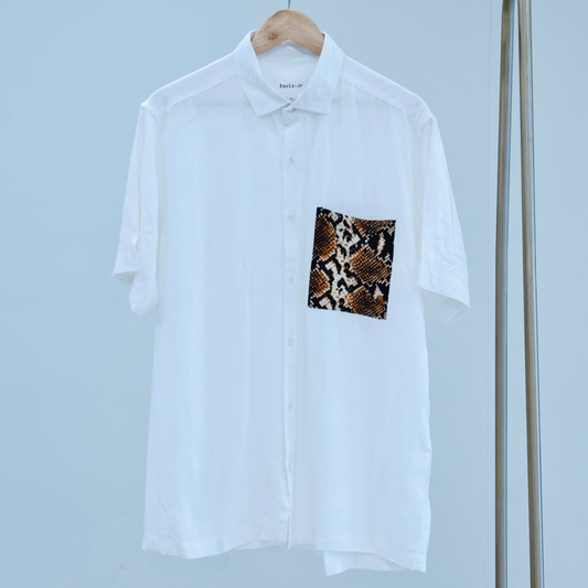 Animal Patch Pocket White Shirt